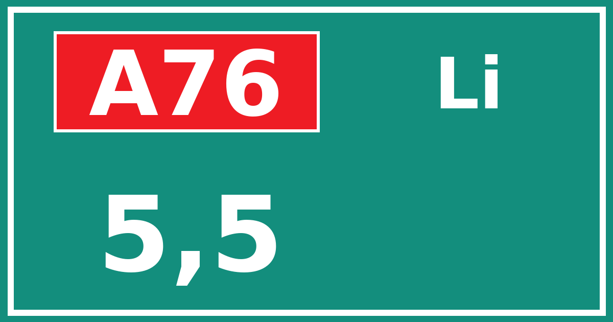 Hectometerbord A76 5,5 zijde Li