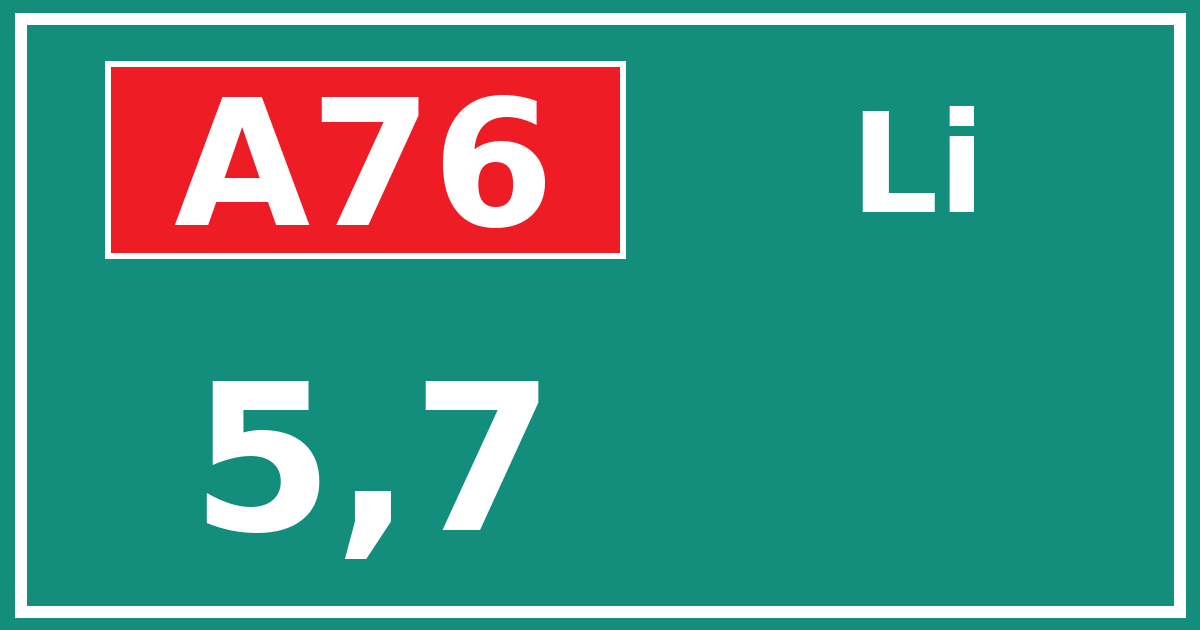 Hectometerbord A76 5,7 zijde Li