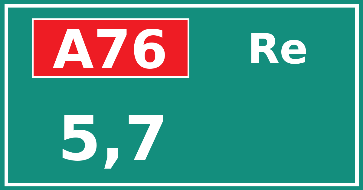 Hectometerbord A76 5,7 zijde Re