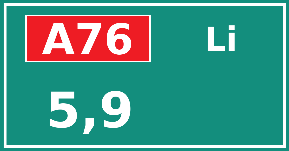 Hectometerbord A76 5,9 zijde Li
