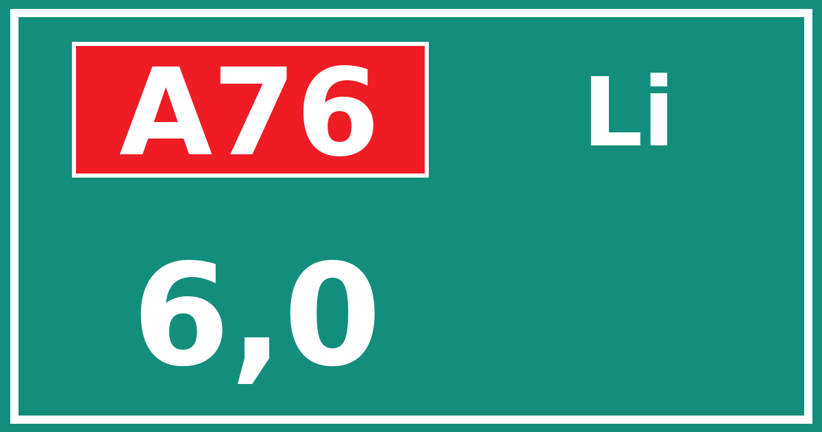 Hectometerbord A76 6,0 zijde Li