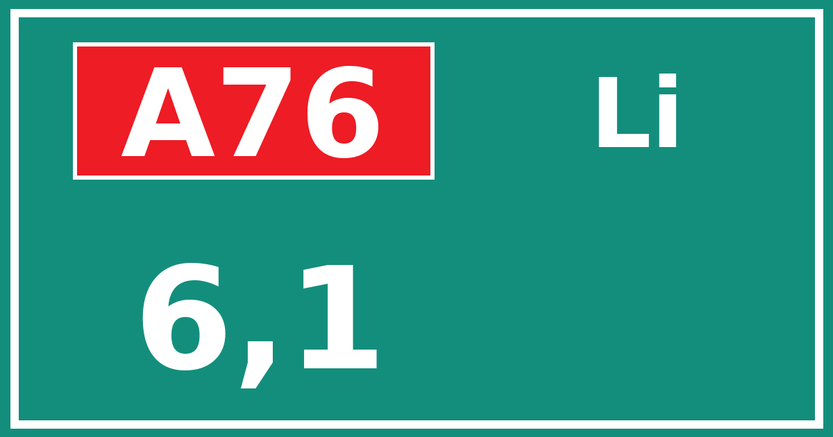 Hectometerbord A76 6,1 zijde Li