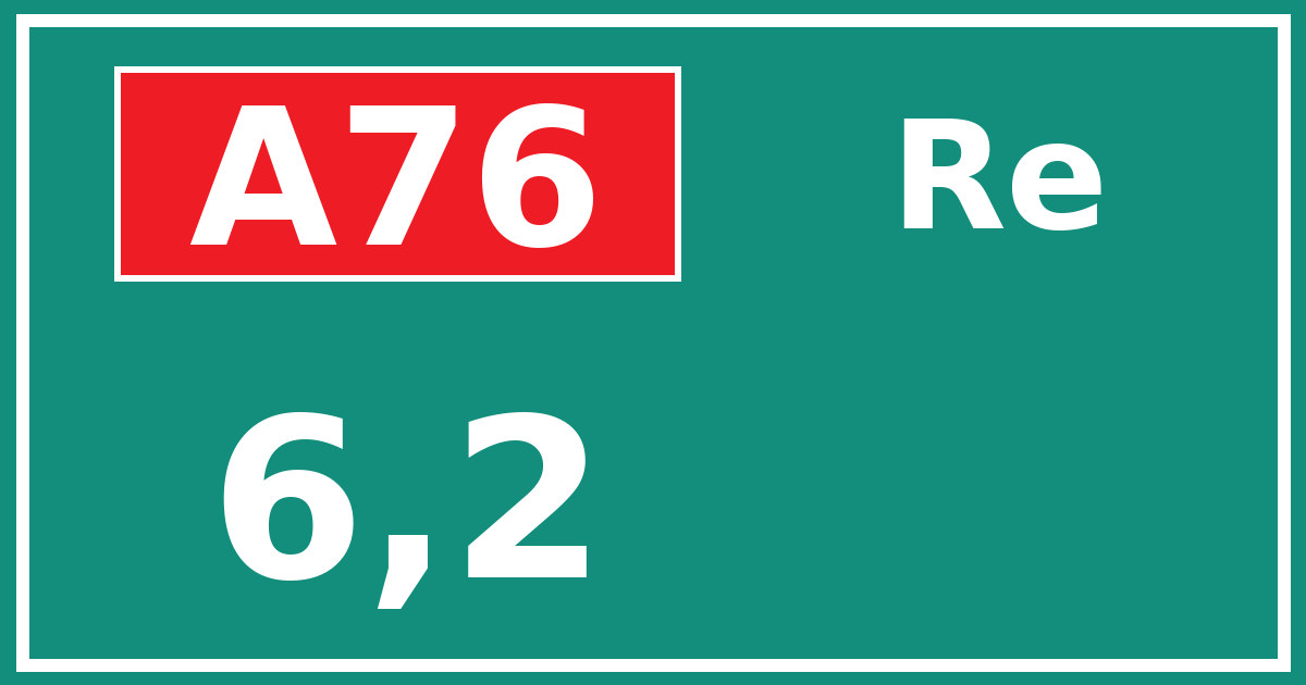 Hectometerbord A76 6,2 zijde Re