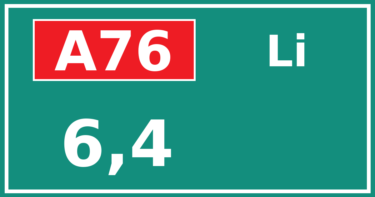 Hectometerbord A76 6,4 zijde Li