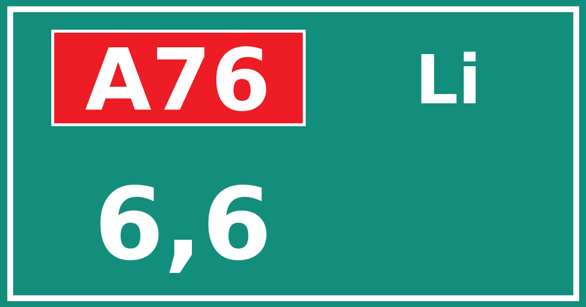 Hectometerbord A76 6,6 zijde Li