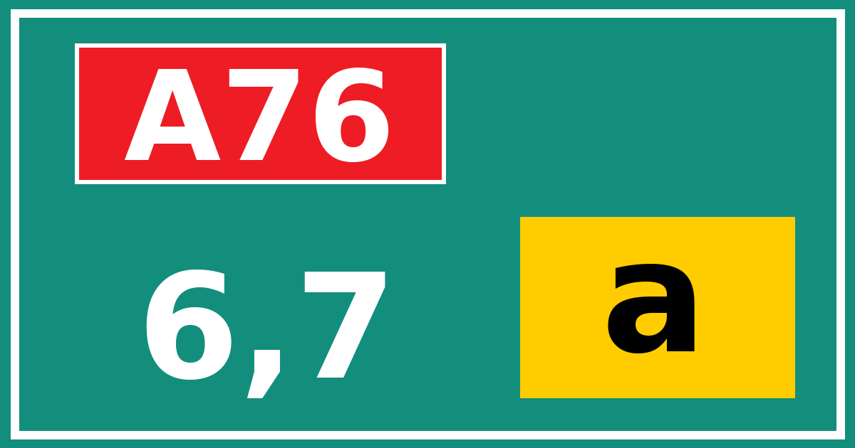Hectometerbord A76 6,7 letter a