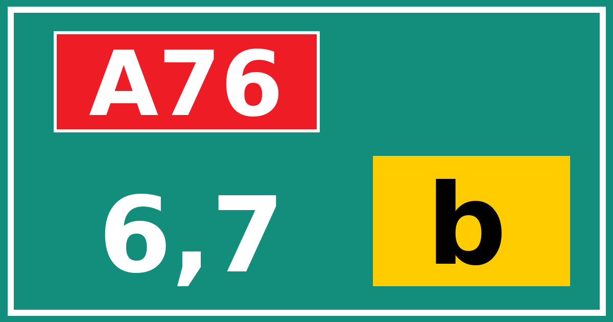 Hectometerbord A76 6,7 letter b