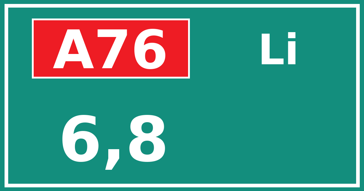 Hectometerbord A76 6,8 zijde Li