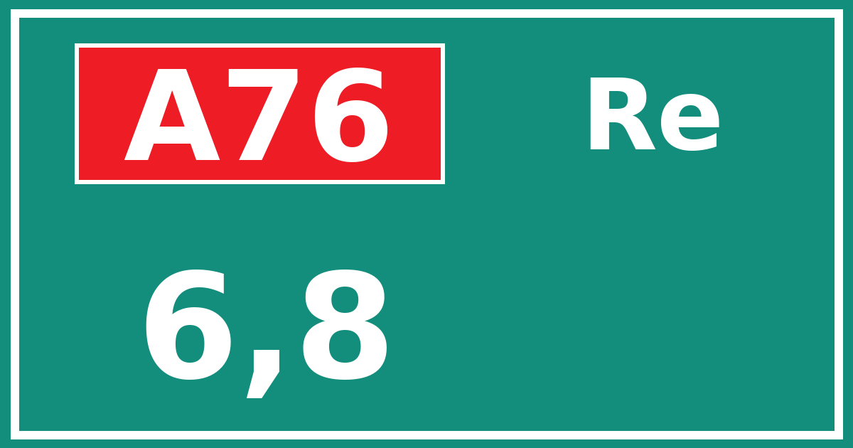 Hectometerbord A76 6,8 zijde Re