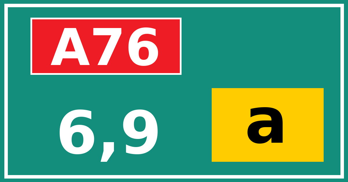 Hectometerbord A76 6,9 letter a