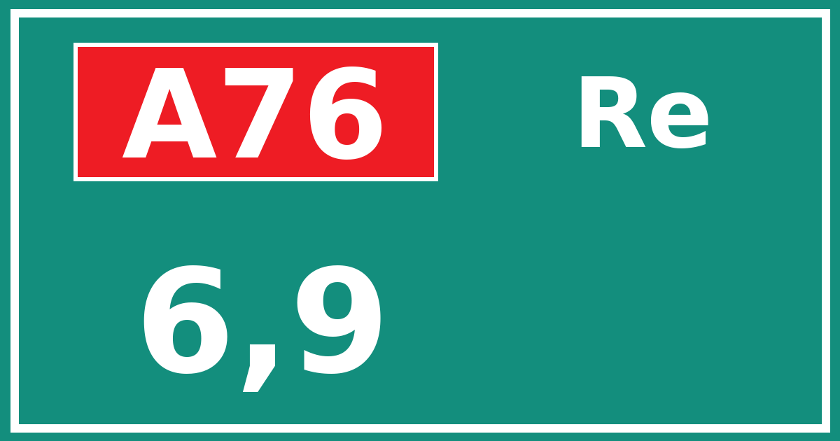 Hectometerbord A76 6,9 zijde Re