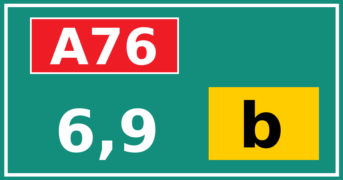 Hectometerbord A76 6,9 letter b
