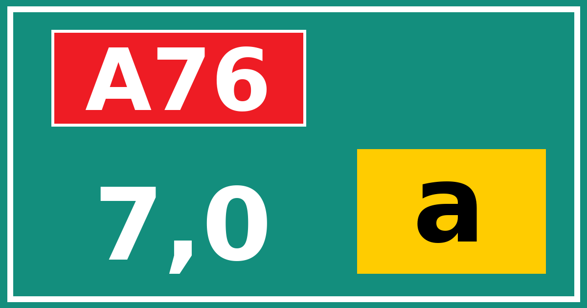 Hectometerbord A76 7,0 letter a