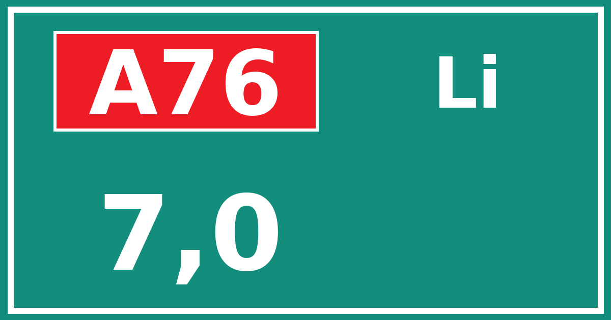 Hectometerbord A76 7,0 zijde Li