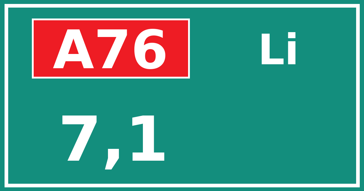 Hectometerbord A76 7,1 zijde Li