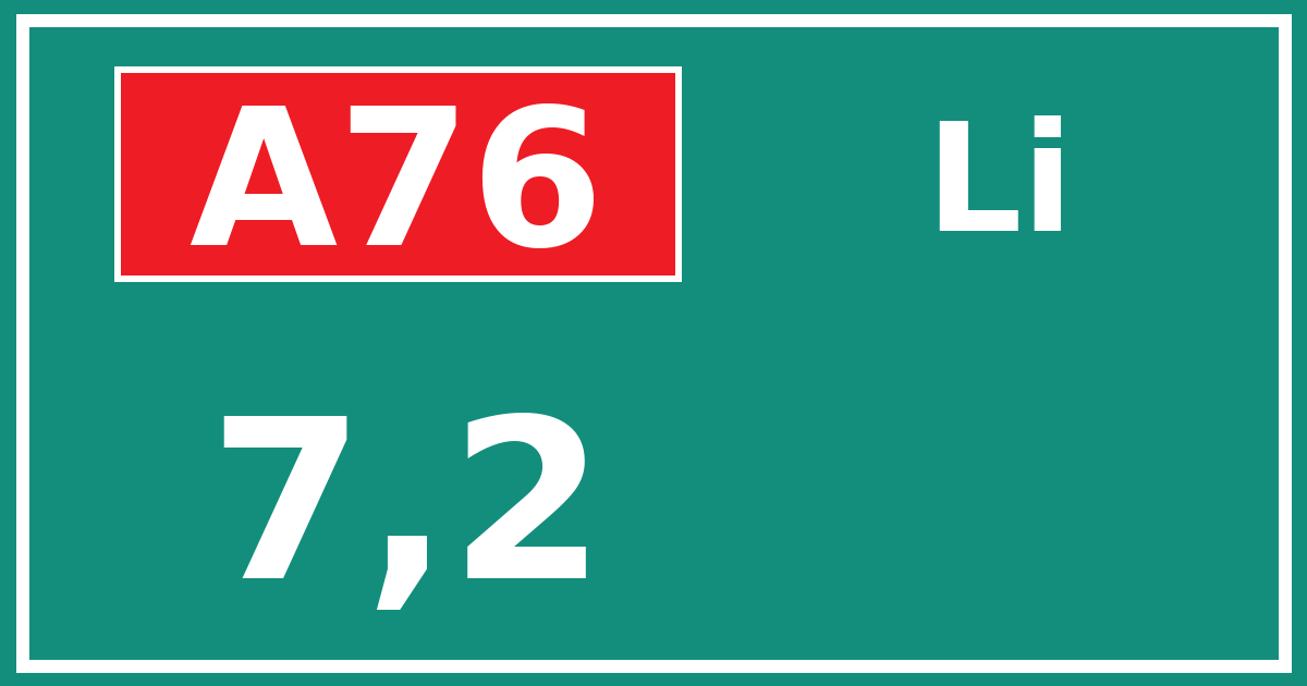 Hectometerbord A76 7,2 zijde Li