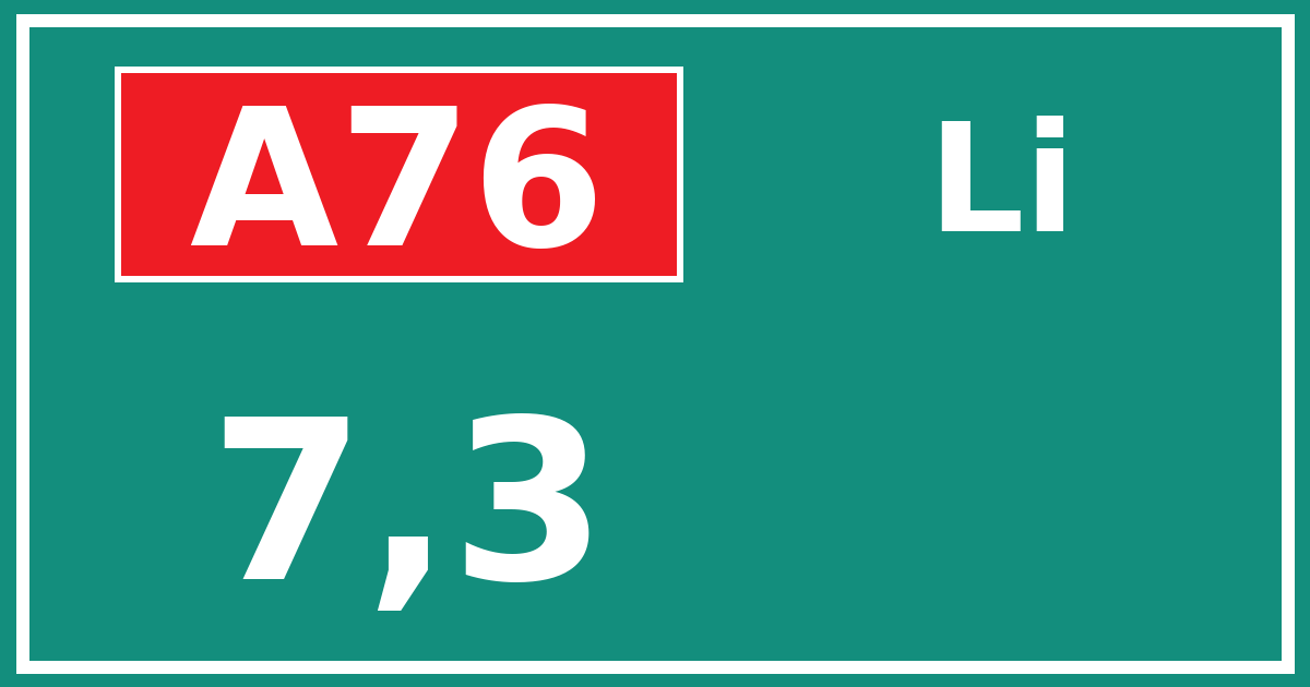 Hectometerbord A76 7,3 zijde Li