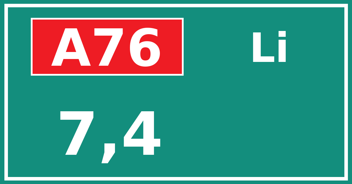 Hectometerbord A76 7,4 zijde Li