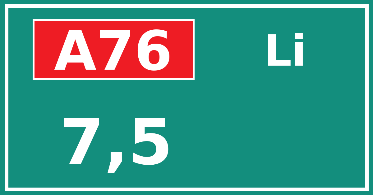 Hectometerbord A76 7,5 zijde Li