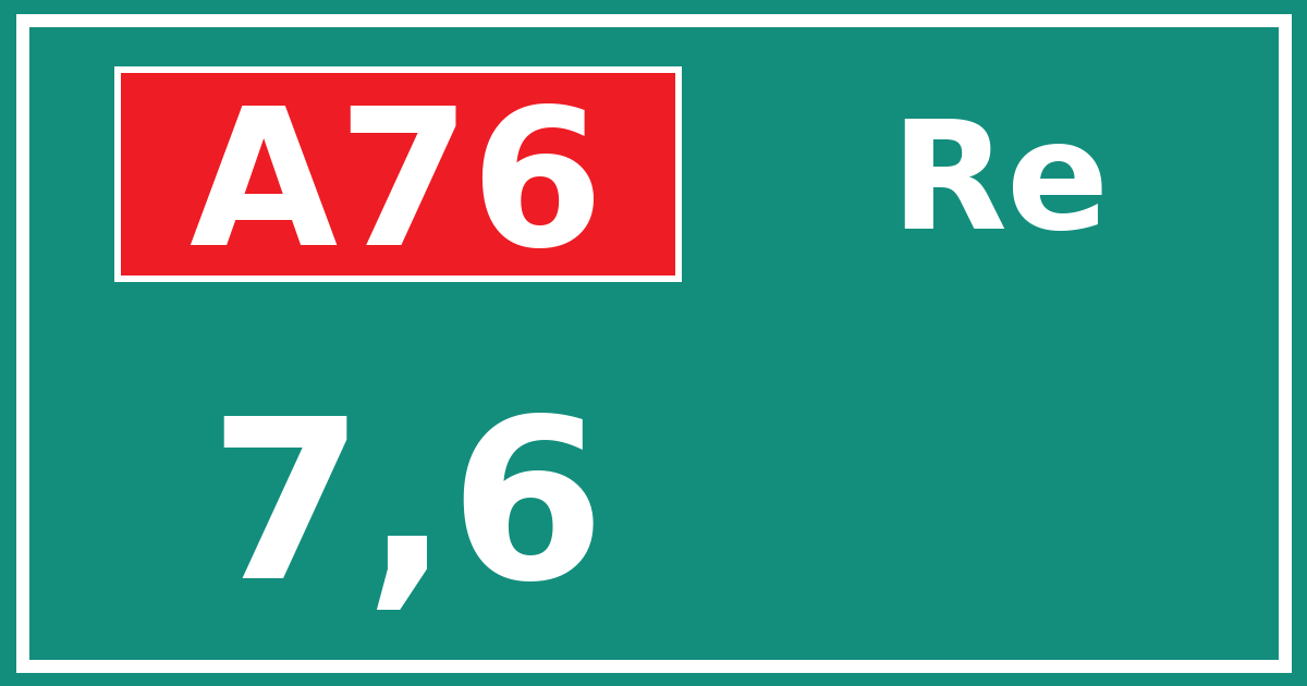 Hectometerbord A76 7,6 zijde Re