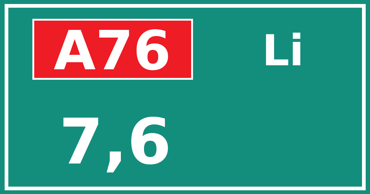 Hectometerbord A76 7,6 zijde Li