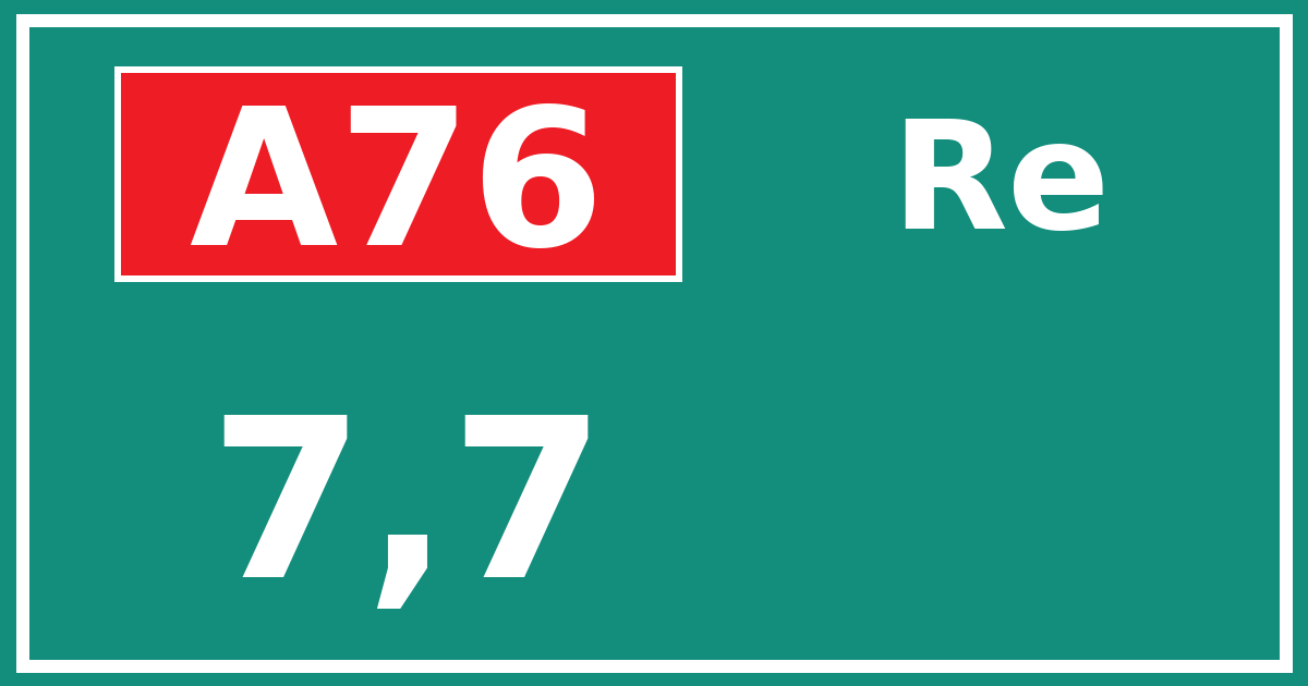 Hectometerbord A76 7,7 zijde Re