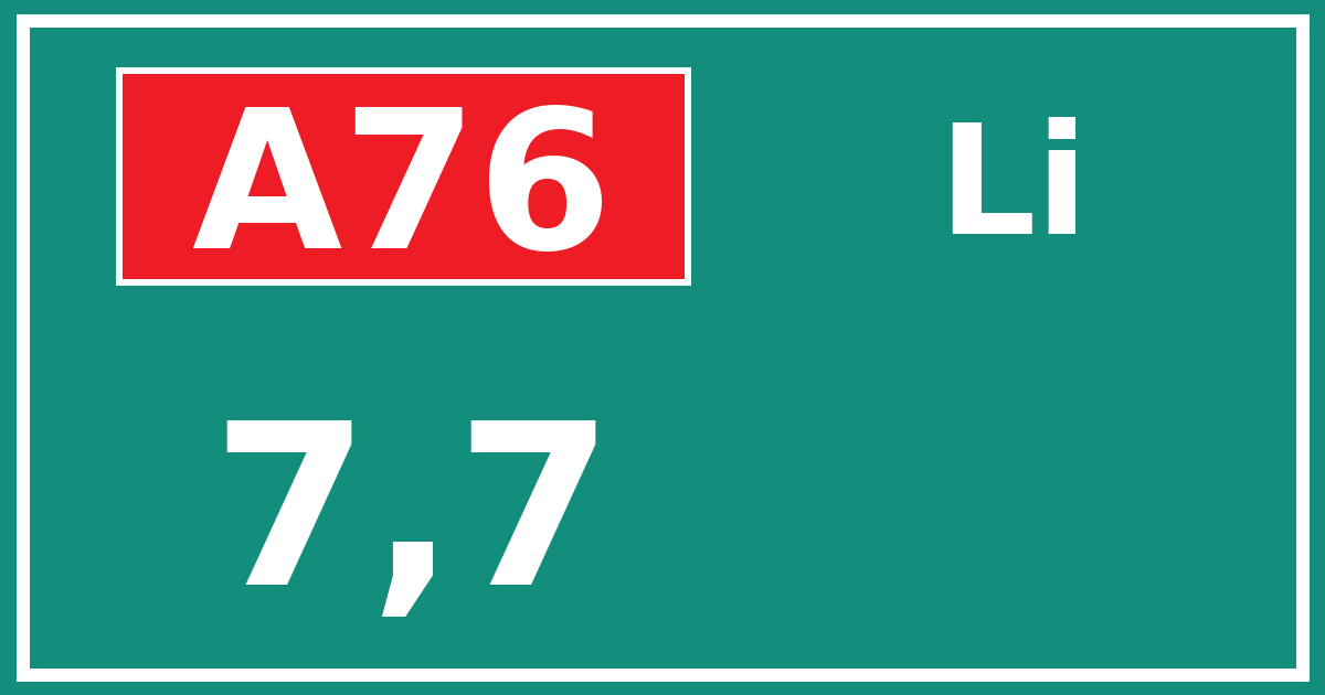 Hectometerbord A76 7,7 zijde Li