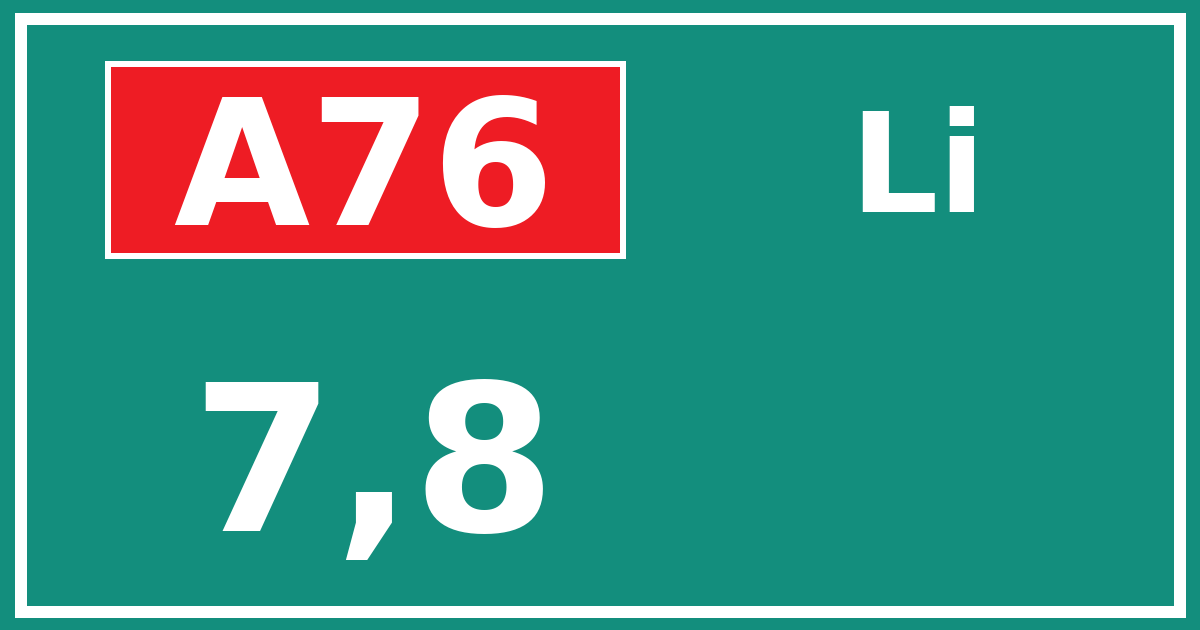 Hectometerbord A76 7,8 zijde Li