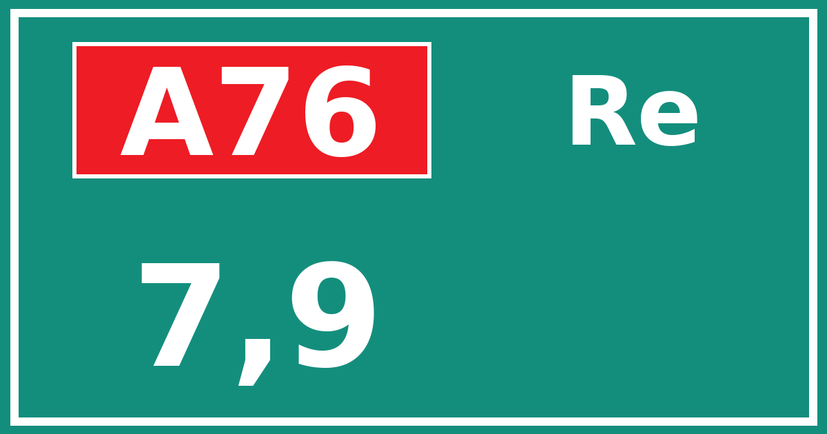 Hectometerbord A76 7,9 zijde Re