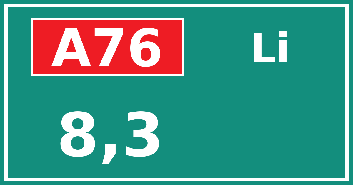 Hectometerbord A76 8,3 zijde Li