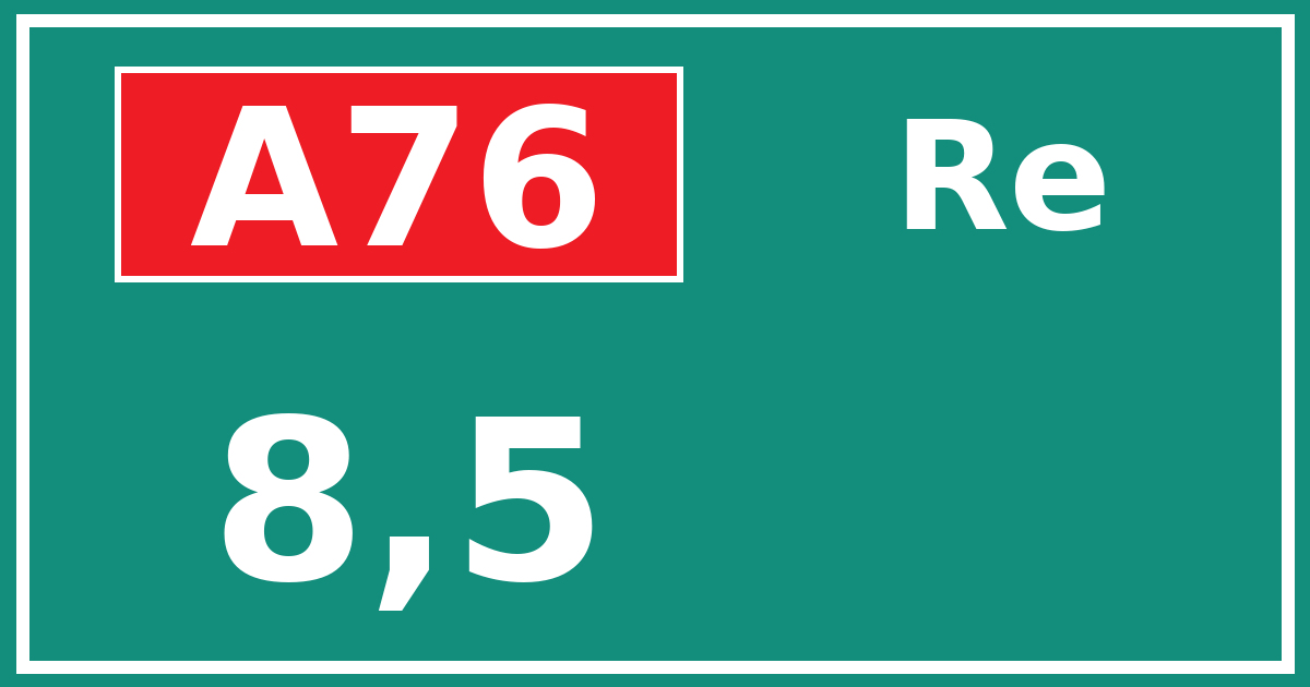 Hectometerbord A76 8,5 zijde Re