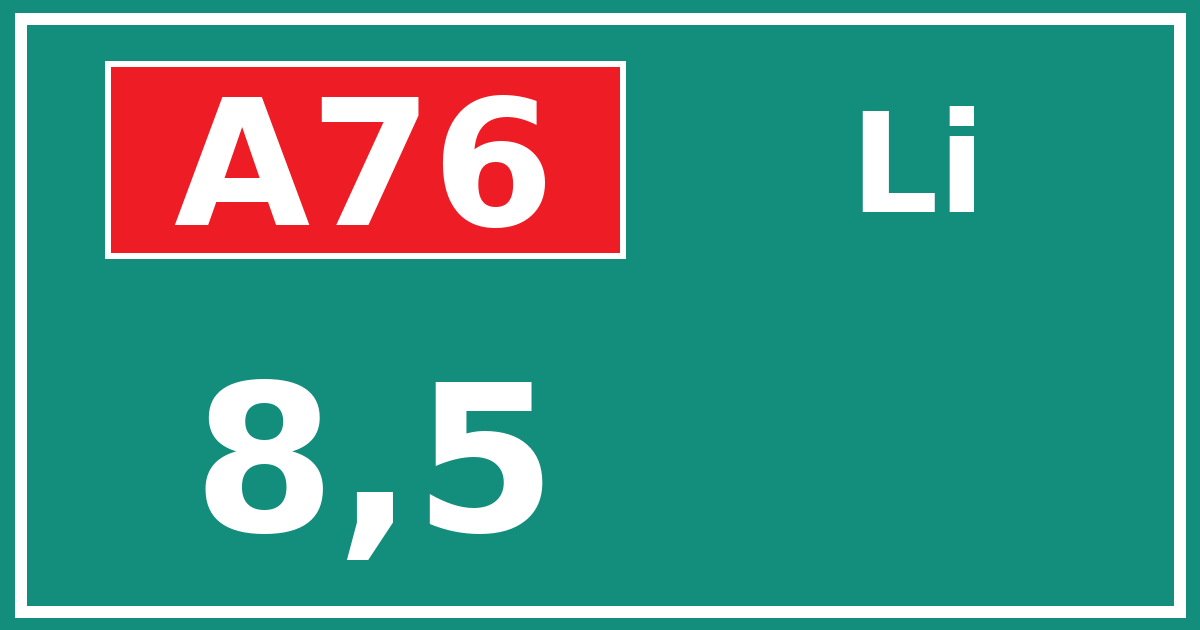 Hectometerbord A76 8,5 zijde Li