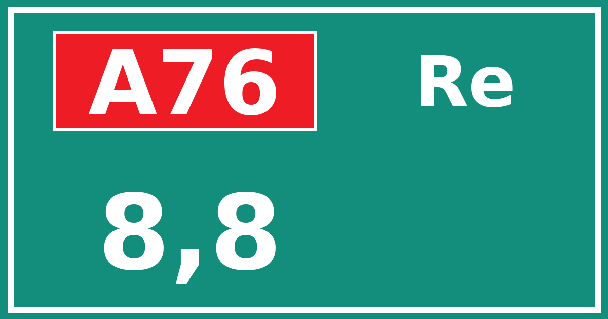 Hectometerbord A76 8,8 zijde Re