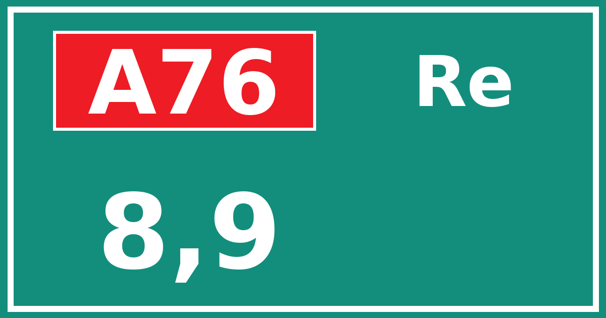Hectometerbord A76 8,9 zijde Re