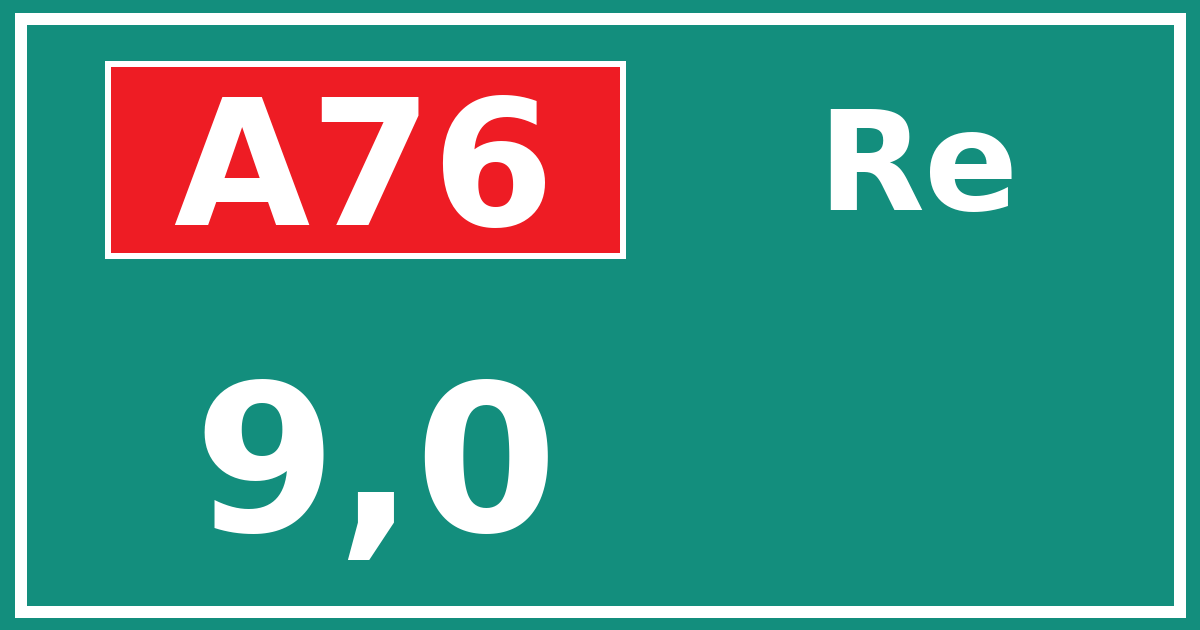 Hectometerbord A76 9,0 zijde Re