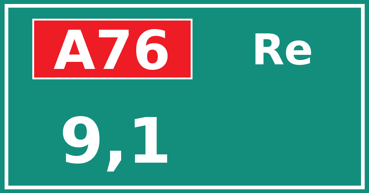 Hectometerbord A76 9,1 zijde Re