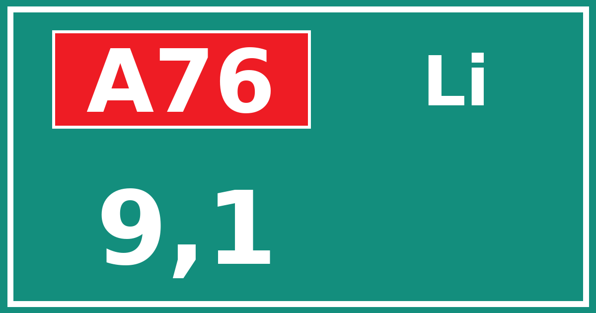 Hectometerbord A76 9,1 zijde Li