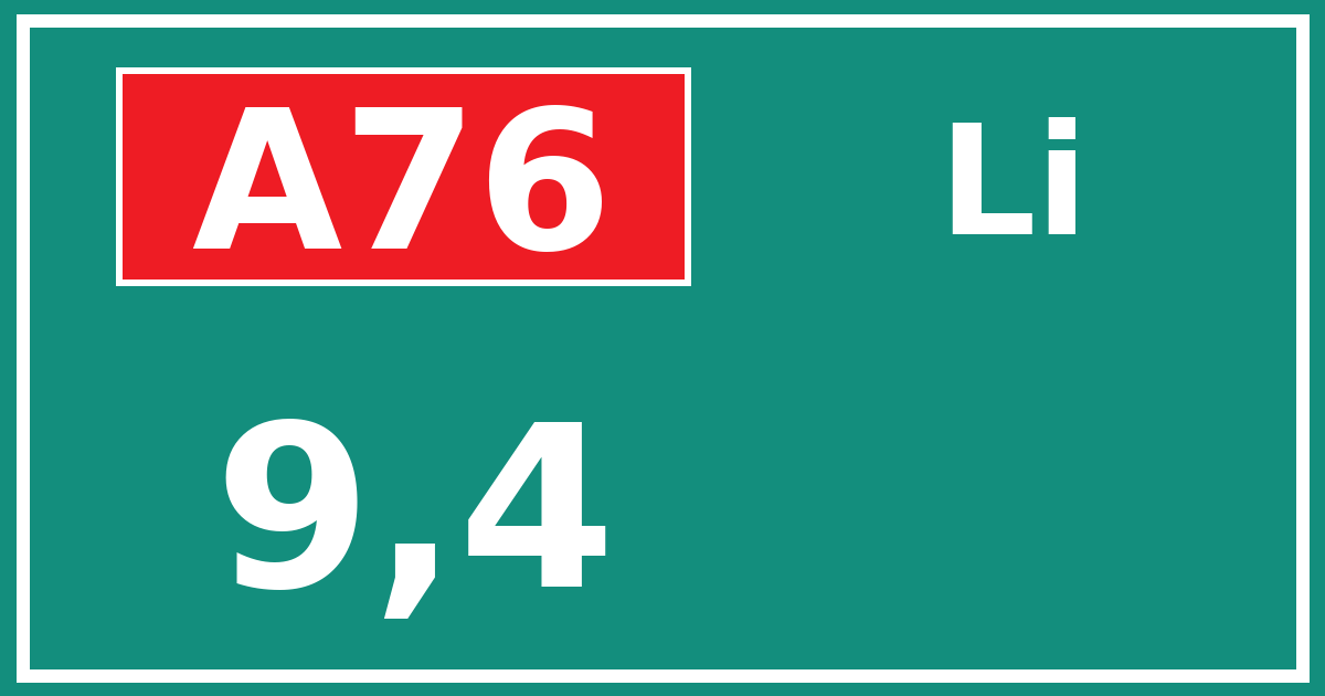 Hectometerbord A76 9,4 zijde Li