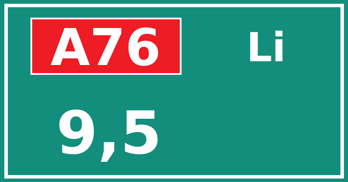 Hectometerbord A76 9,5 zijde Li