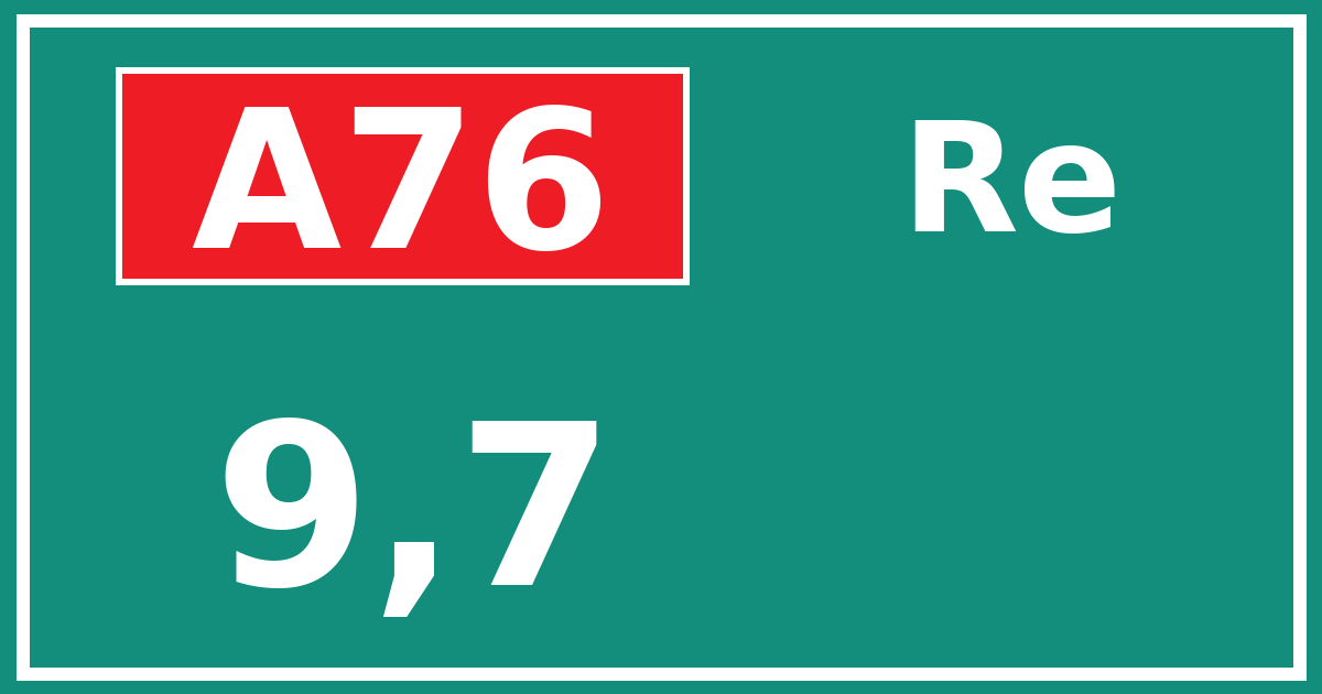 Hectometerbord A76 9,7 zijde Re