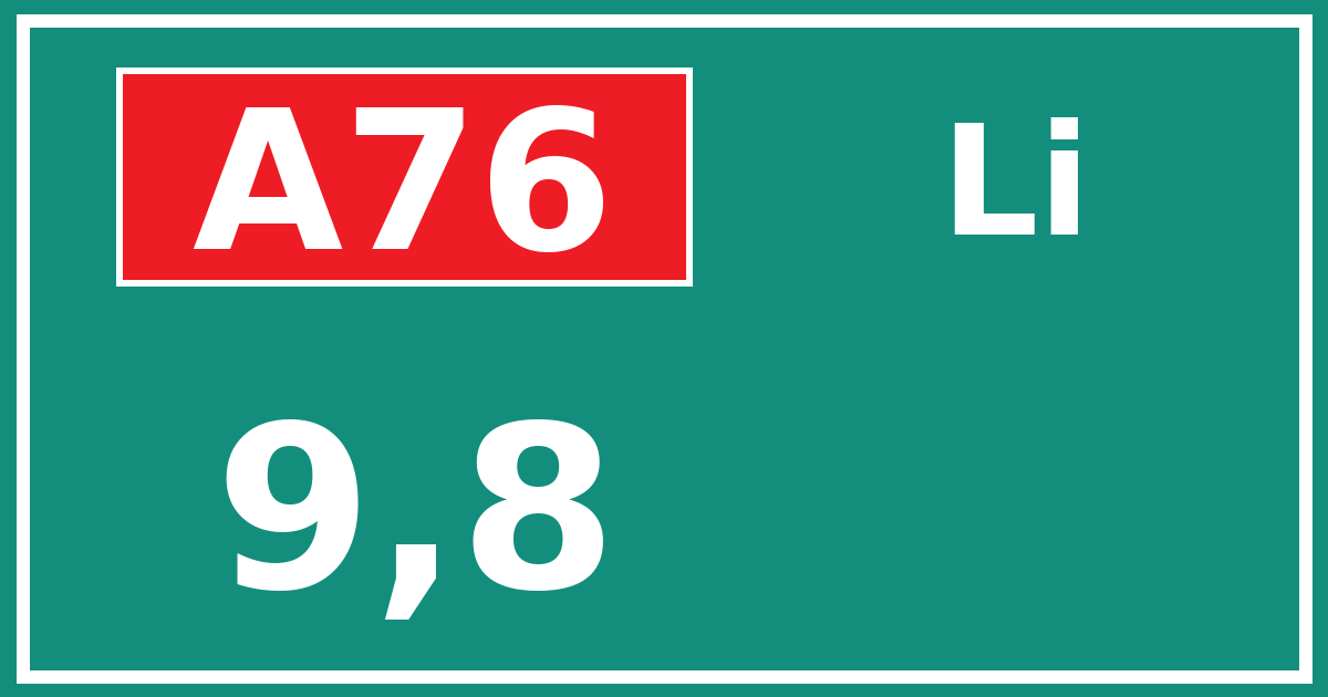 Hectometerbord A76 9,8 zijde Li