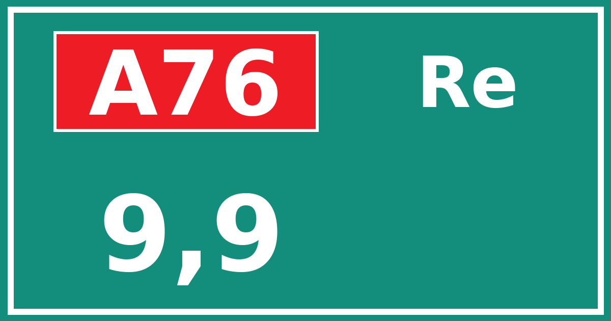 Hectometerbord A76 9,9 zijde Re