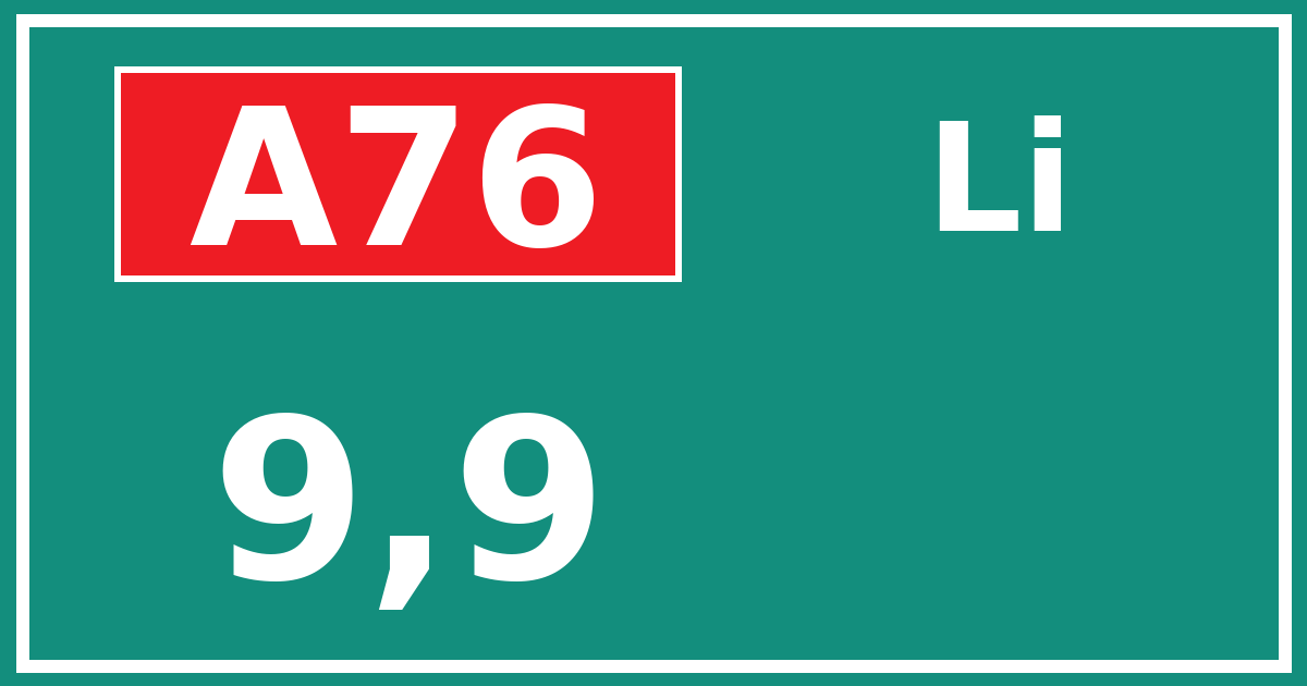 Hectometerbord A76 9,9 zijde Li