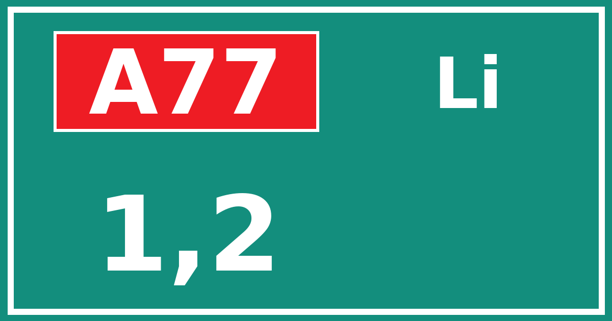 Hectometerbord A77 1,2 zijde Li