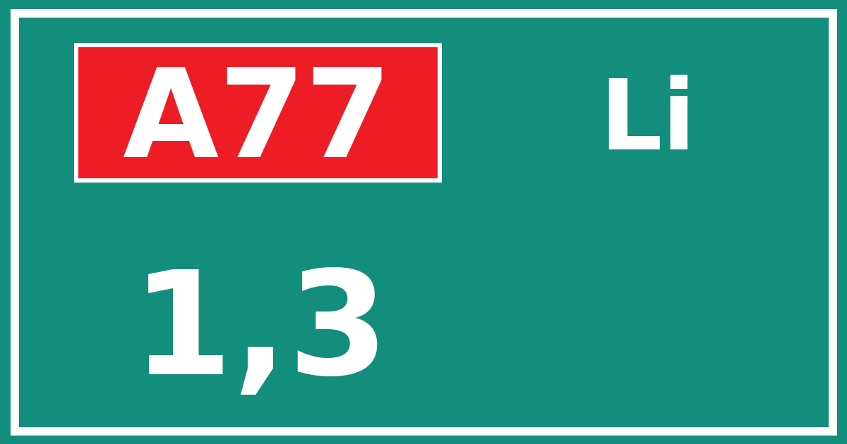 Hectometerbord A77 1,3 zijde Li