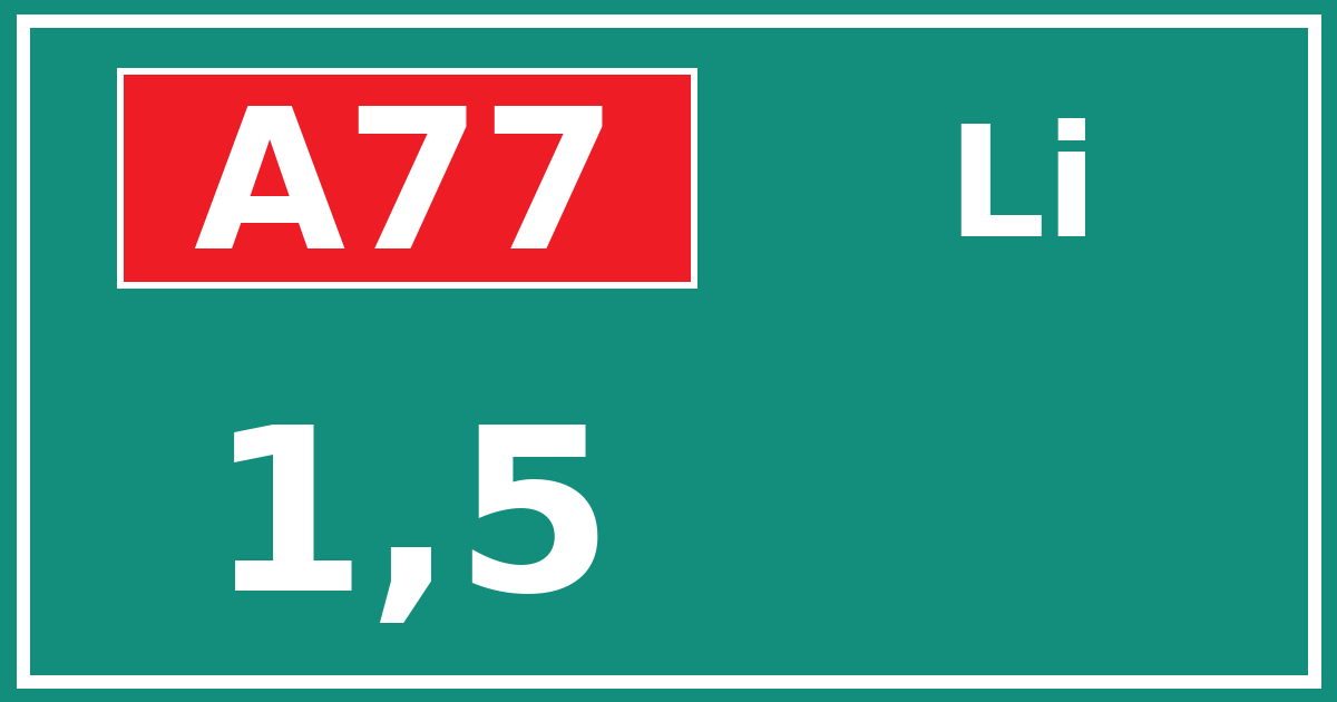 Hectometerbord A77 1,5 zijde Li