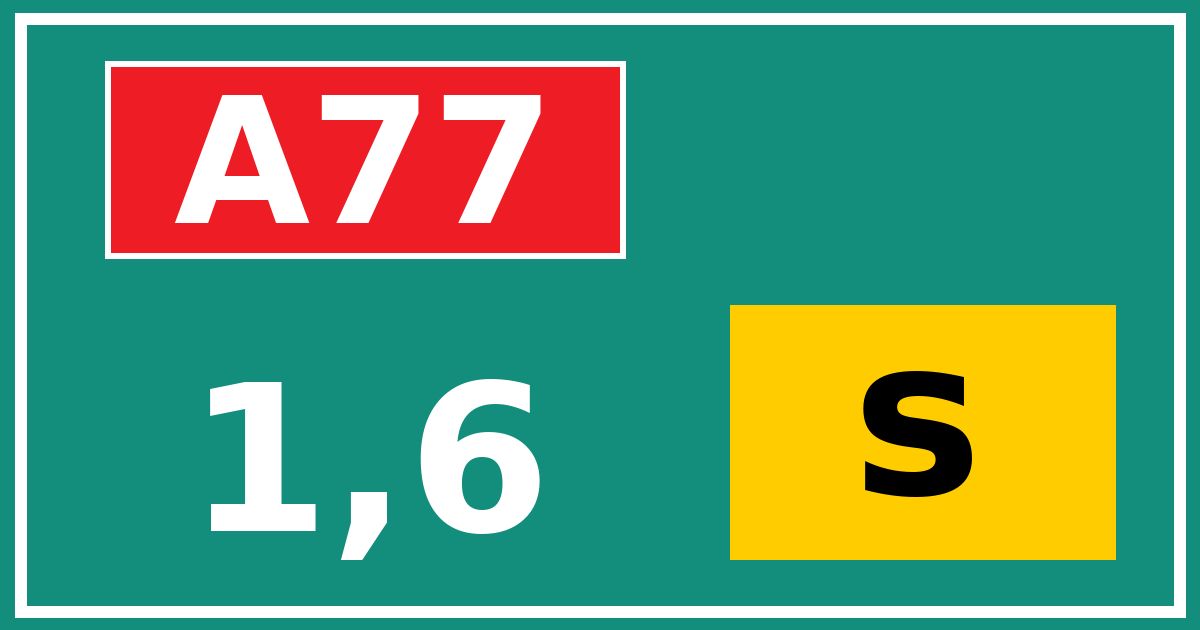 Hectometerbord A77 1,6 letter s