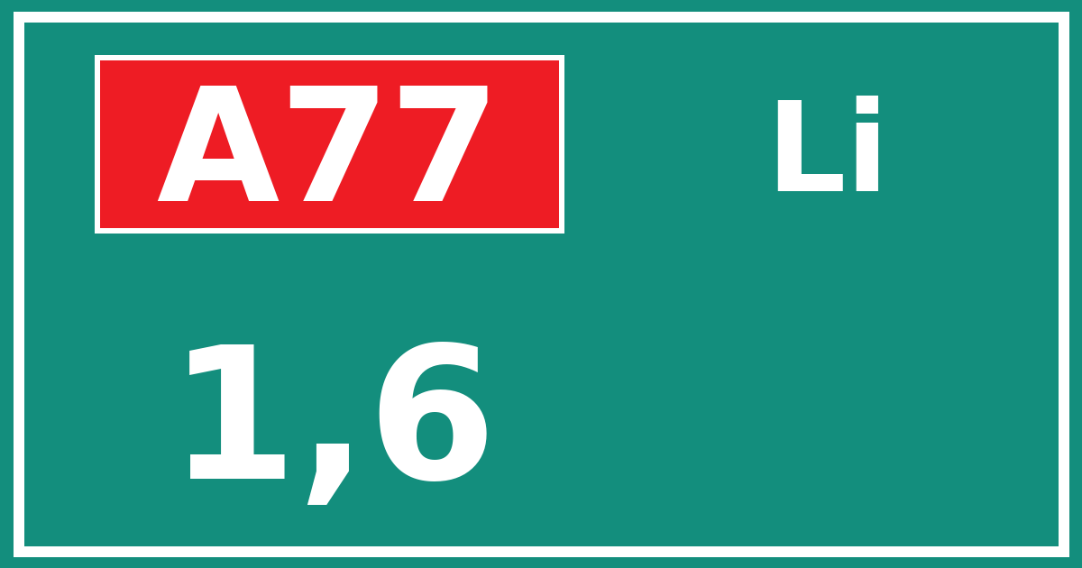 Hectometerbord A77 1,6 zijde Li