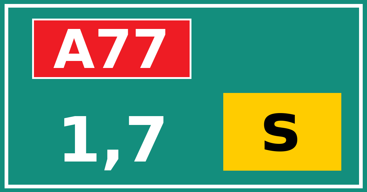 Hectometerbord A77 1,7 letter s