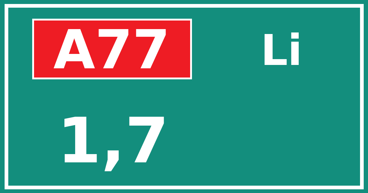Hectometerbord A77 1,7 zijde Li